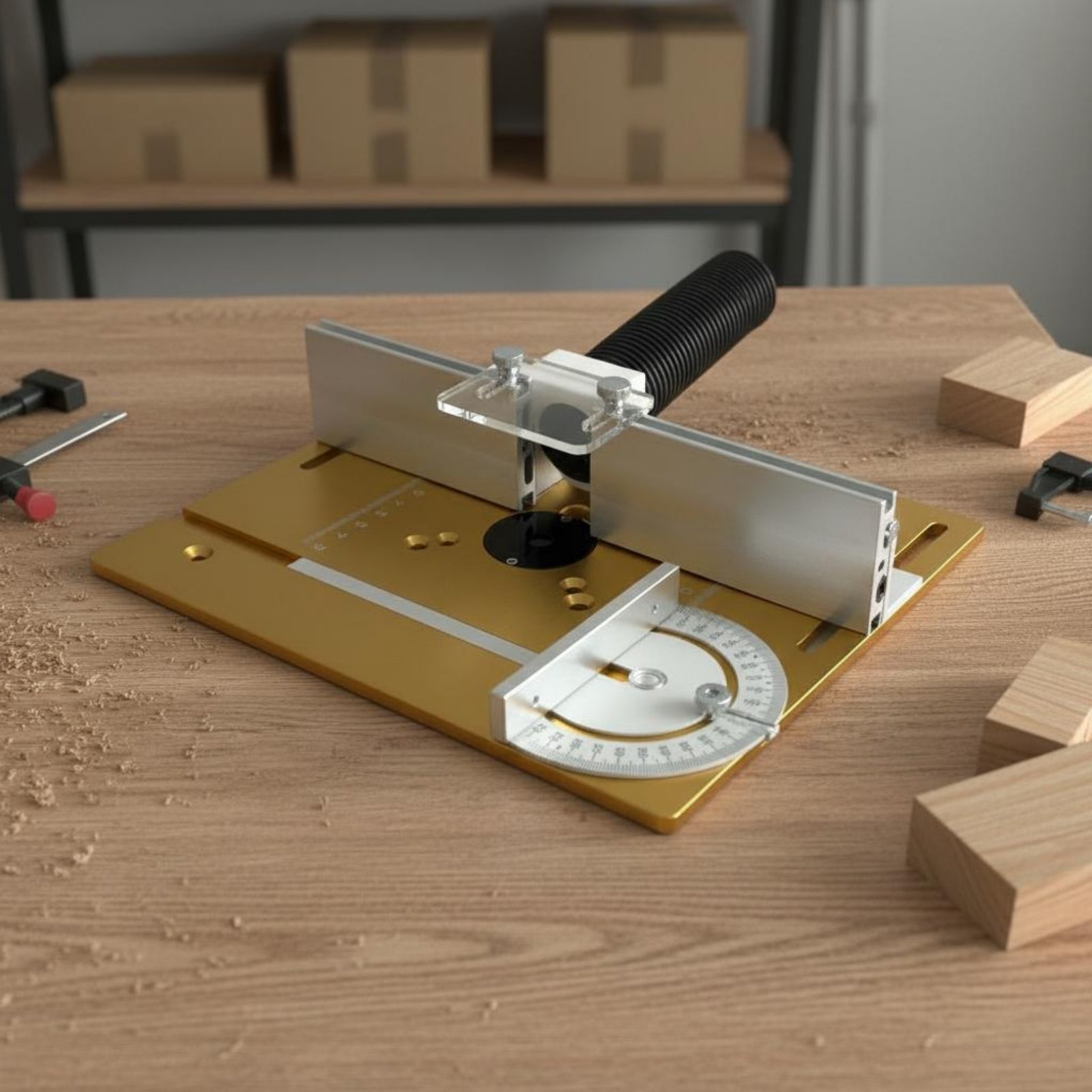 Router Table Insert - 목공 작업대용 라우터 테이블, 각도 게이지
